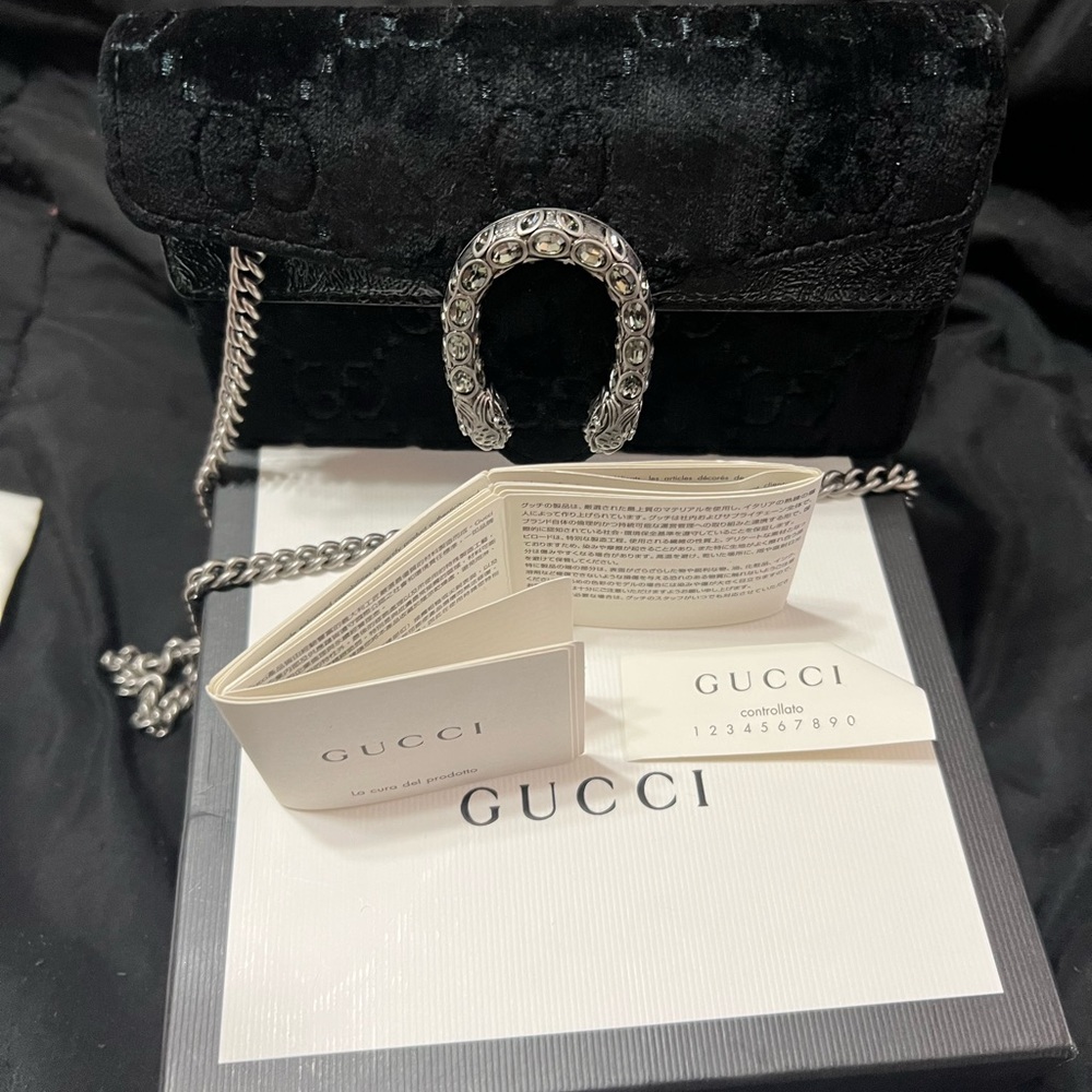 GUCCI Dionysus suede crystal super mini bag